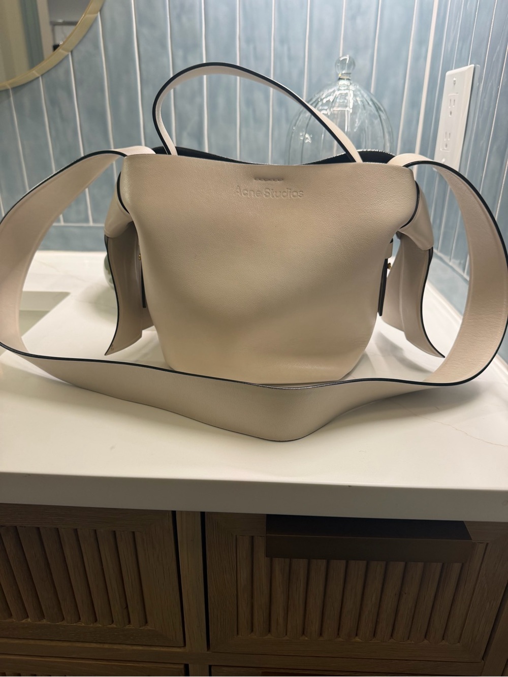 Acne Studios Cream Leather Shoulder Bag